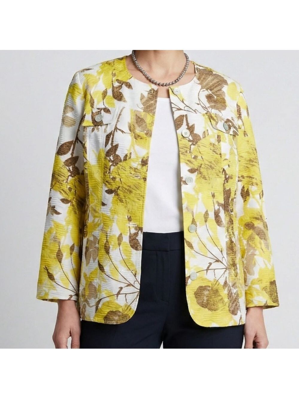 ALFRED DUNNER Yellow and Green Spring Foliage Jacket size 20